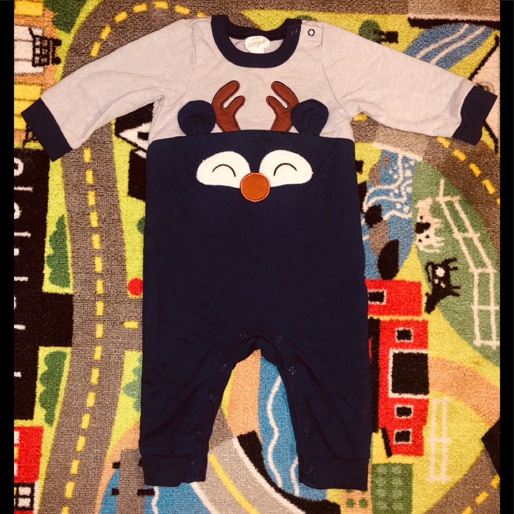 Cat & Jack Christmas Reindeer Romper Bodysuit – EUC